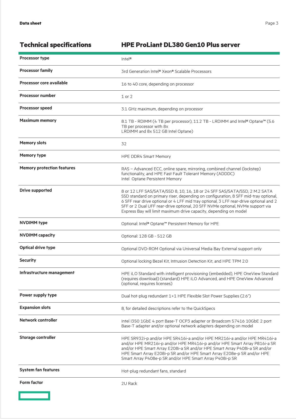 HP ProLiant dl 380 G10+ وحدة المعالجة المركزية 2X 6330