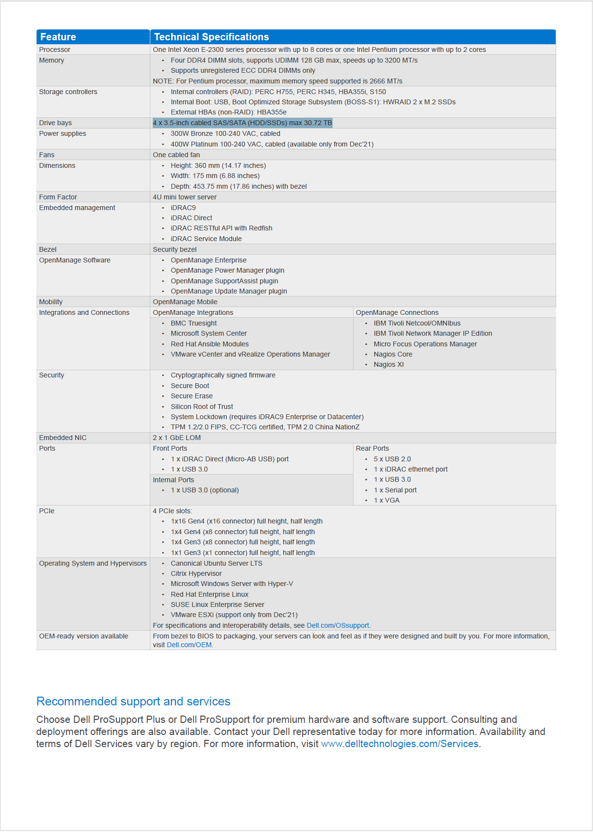 خادم برج Dell PowerEdge T150 بمعالج Xeon E2314 بسرعة ٢٫٨ جيجاهرتز رباعي النواة، ذاكرة ١٦ جيجابايت ECC DDR4، قرص صلب ٢ تيرابايت