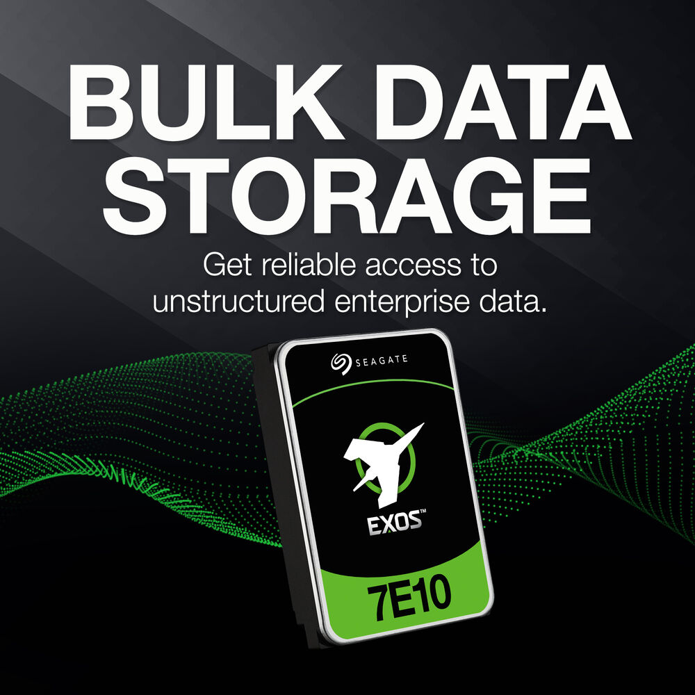 Seagate Exos 7E10 Enterprise HDD – 10TB, 7200 RPM, SATA/SAS, 550TB/yr Workload, 2M Hours MTBF