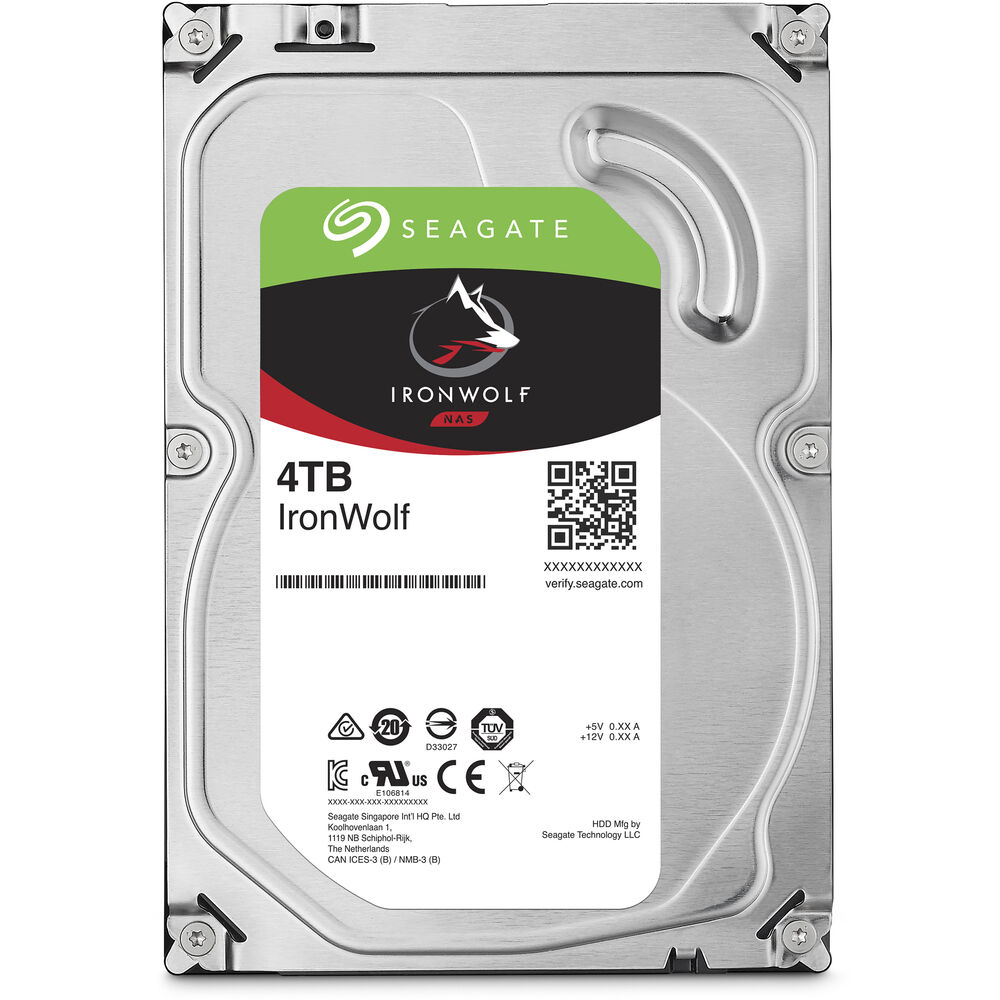 محرك الأقراص الصلبة Seagate IronWolf SATA III مقاس 3.5 بوصة داخلي NAS - سعة 4 تيرابايت