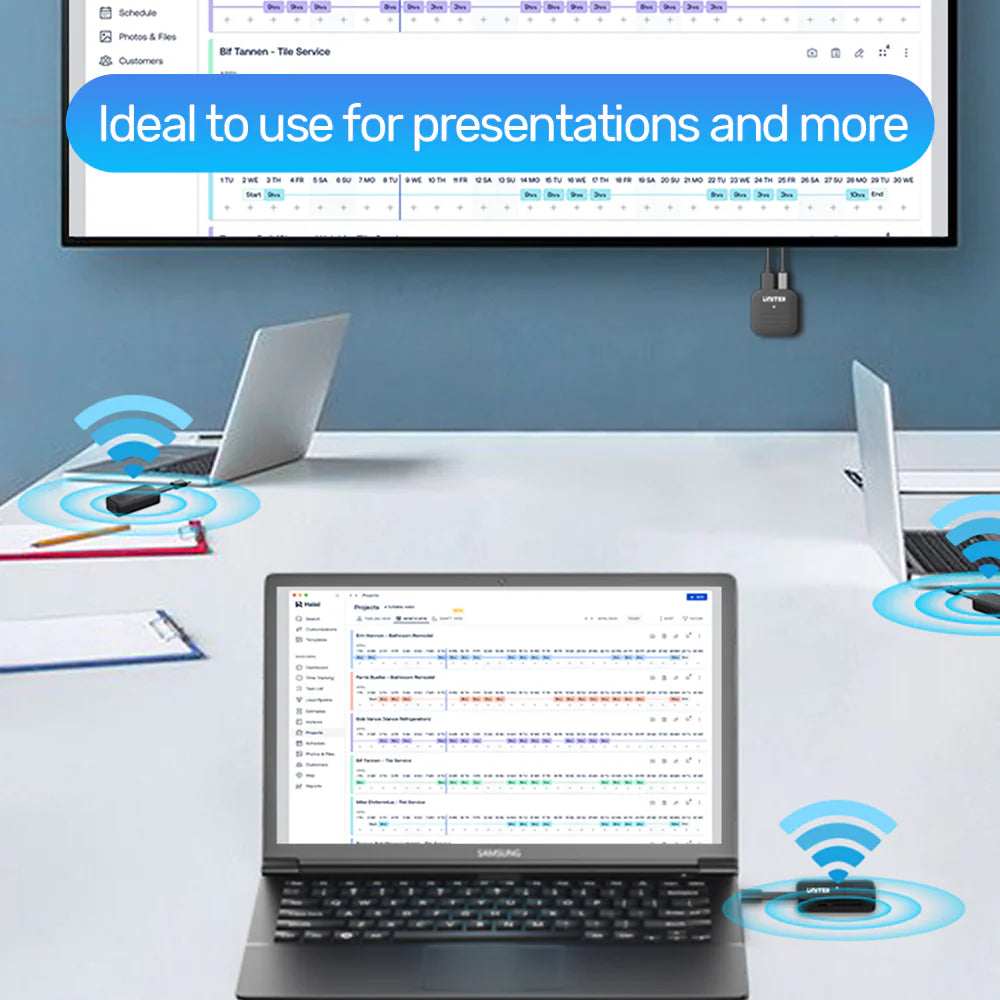 UNITEK USB-C Wireless HDMI Extender Kit – 50m Range, Full HD 1080p@60Hz, Plug & Play, Dual-Band 2.4G/5G, Compatible with Windows, macOS, Android, iOS