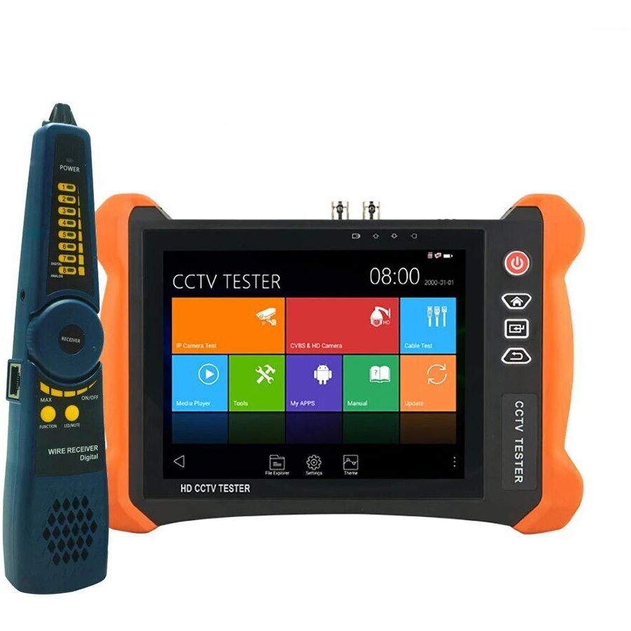 WANGLU X9-ADH PRO 8-Inch CCTV Tester with 4K HDMI In/Out, 8MP AHD/CVI/TVI Camera Test, Dual Gigabit, PoE++ 90W, 13-Hour Battery
