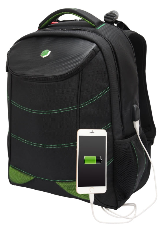 Bestlife Gaming Backpack with USB connector for 17" Laptop - Green