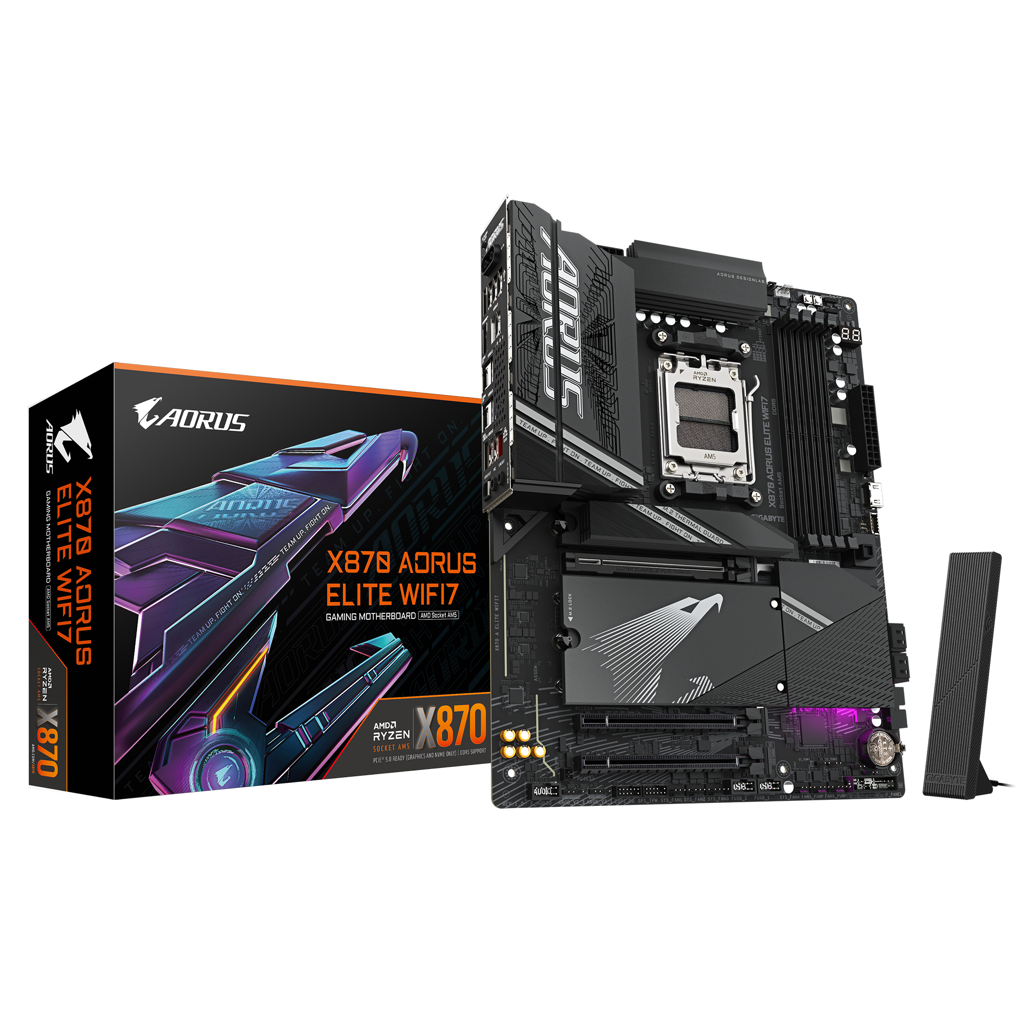 لوحة أم GIGABYTE X870 AORUS ELITE WiFi7 ATX - AM5، DDR5 8000 OC، PCIe 5.0، Wi‑Fi 7، منفذ USB4 مزدوج، رباعي M.2، 2.5 GbE