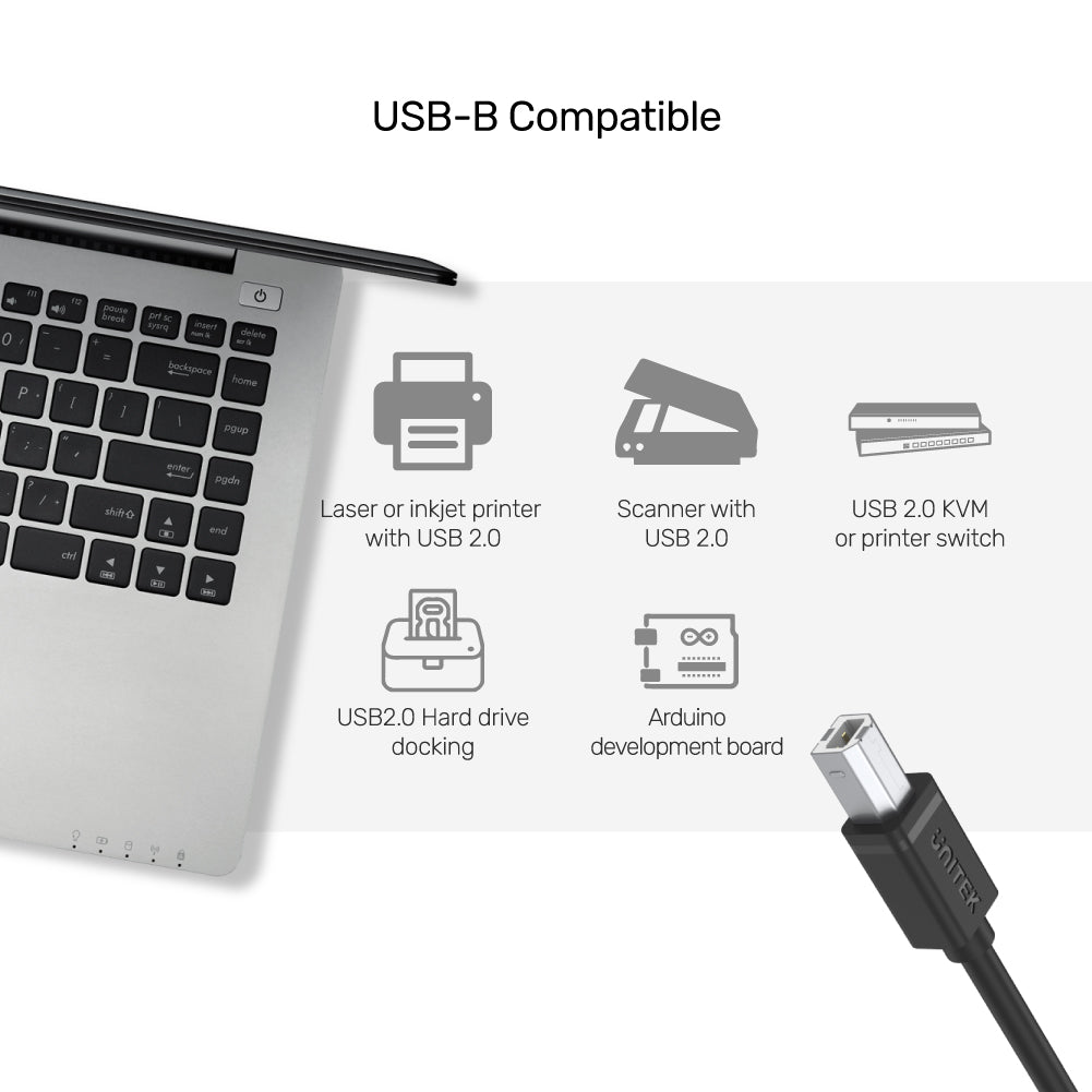 UNITEK USB-A to USB-B Cable for Printers and Hard Drive Enclosure