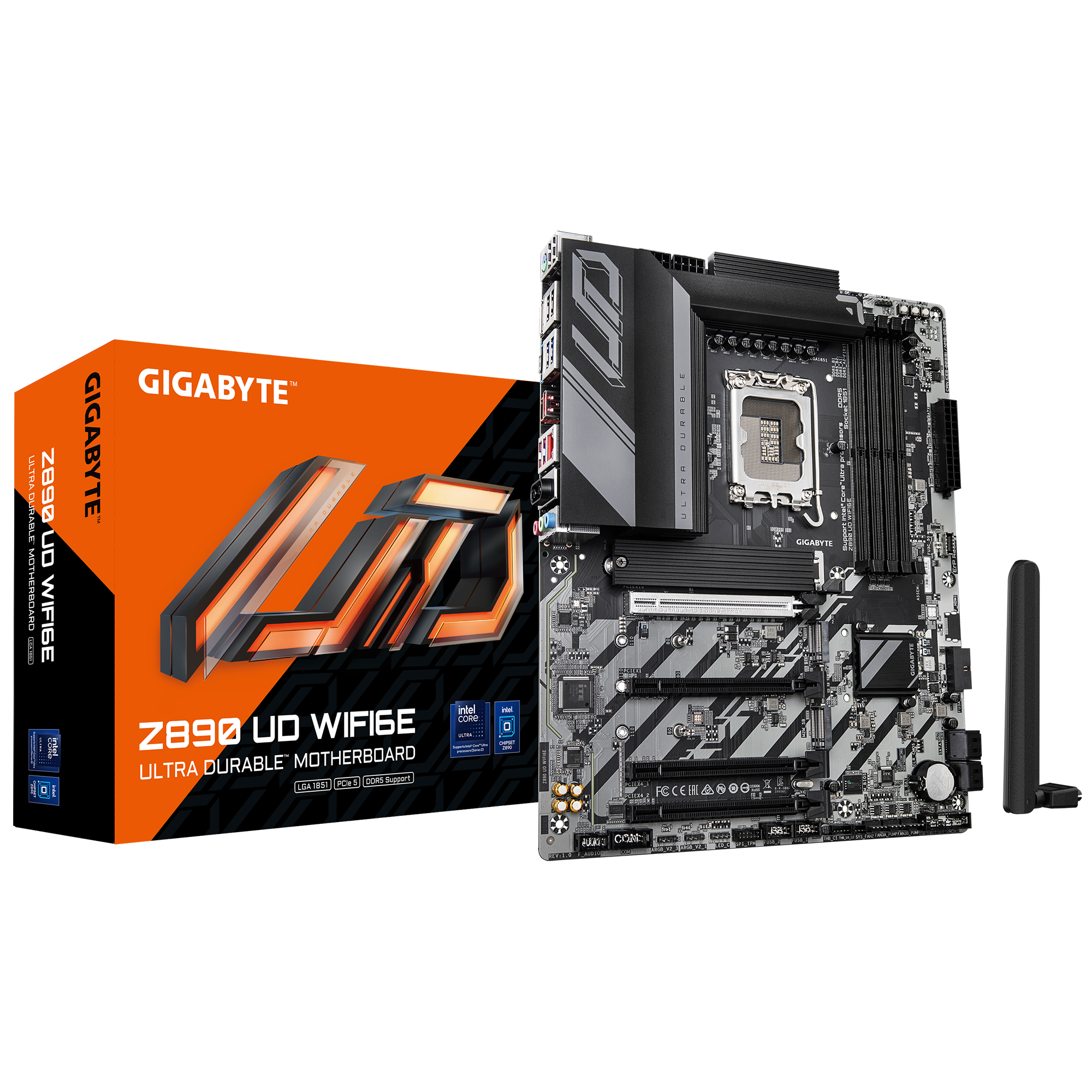 Gigabyte Z890 UD WIFI6E ATX Motherboard – LGA 1851, DDR5 up to 9066 MT/s (OC), PCIe 5.0/M.2, USB4, Wi‑Fi 6E, 2.5 Gb LAN