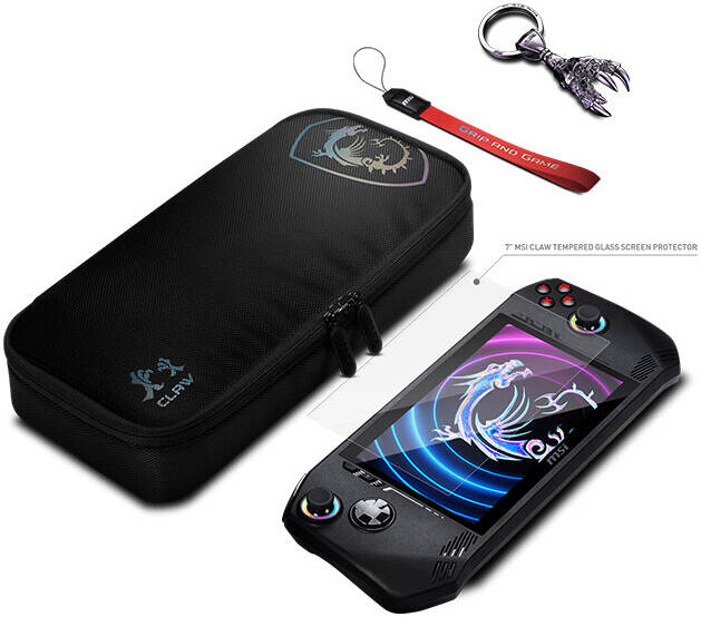 MSI Claw A1M Accessory Kit - Includes: Travel Case+MSI Claw Lanyard+MSI Claw Keychain+MSI Claw Screen Protector