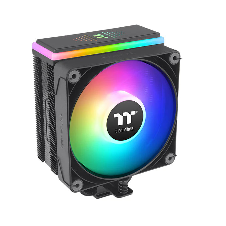 Thermaltake ASTRIA 200 ARGB مبرد معالج – برج مفرد، قدرة تبديد حراري 210 واط، 4 أنابيب حرارية U بحجم 6 مم، مروحة ARGB بحجم 120 مم (تدفق هواء 65 قدم مكعب/دقيقة، 500–1800 دورة/دقيقة)، إضاءة Meteor-Shower