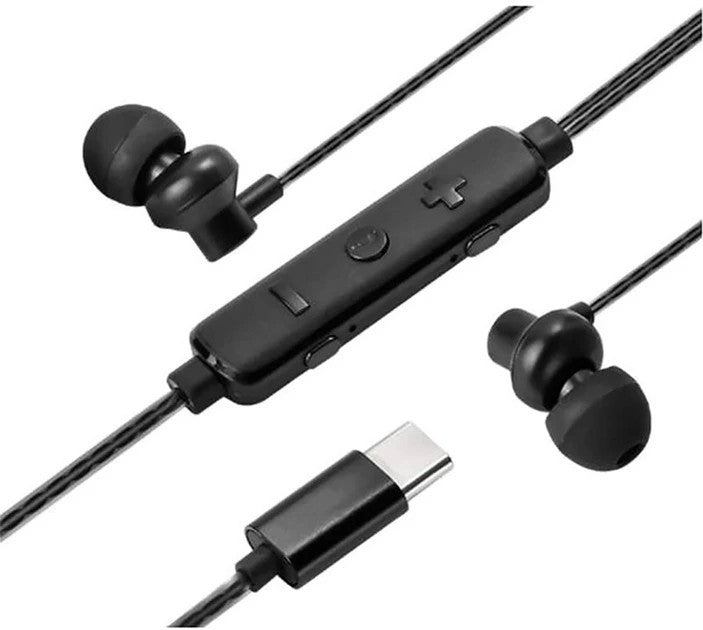 HP DHH-1127 USB-C Wired In-Ear Earphones with Mic, 14mm Drivers, Remote Control, and Durable Flat Cable – Black