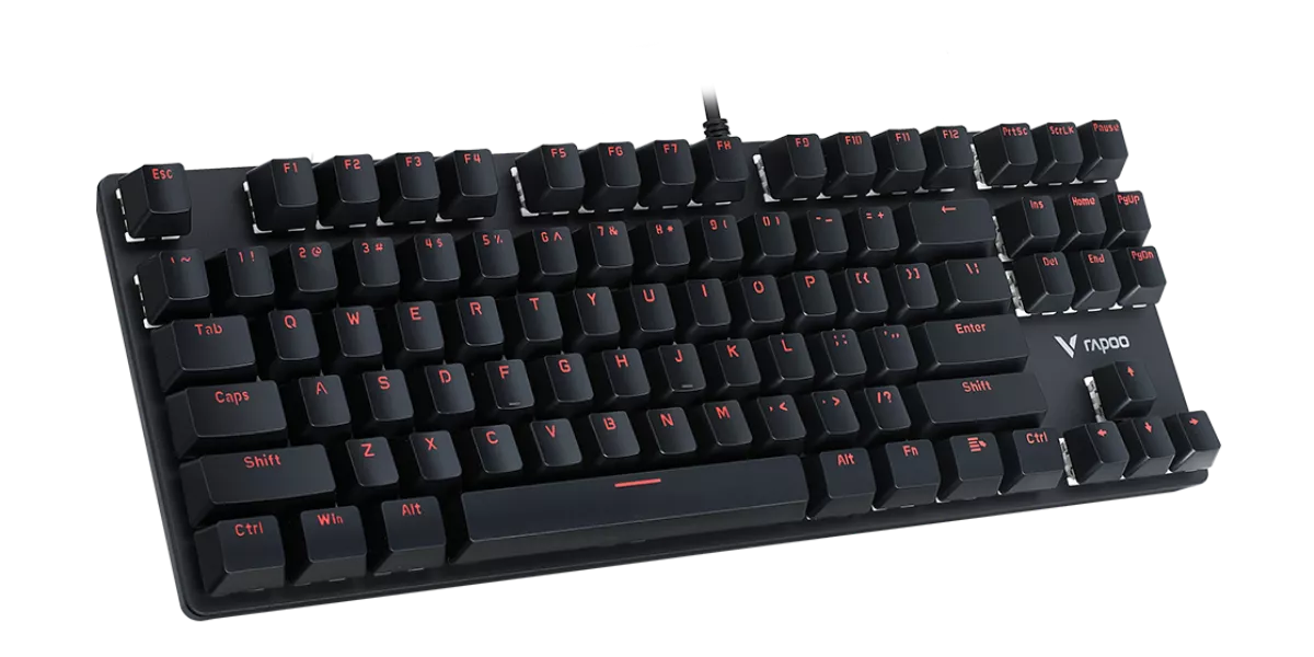 لوحة مفاتيح الألعاب الميكانيكية رابو V500 برو كاملة الحجم RGB - 104 مفاتيح، إطار من سبائك الألومنيوم، مقاومة للانسكاب، مفاتيح Kailh، USB-C