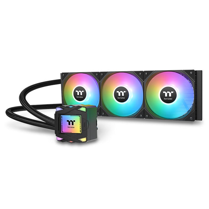 Thermaltake LA360 ARGB Sync مبرد سائل AIO بطول 360 مم – بلوك ماء بإضاءة RGB للألعاب، 3 مراوح ARGB بقياس 120 مم (79.3 CFM)، رادياتير نحيف، توصيل متسلسل ARGB