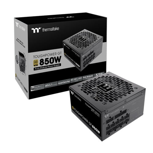 Thermaltake Toughpower GT 850 W Gold – Fully Modular ATX 3.1 PSU, PCIe 5.1 Ready, 80 PLUS Gold, Smart Zero 120 mm Fan