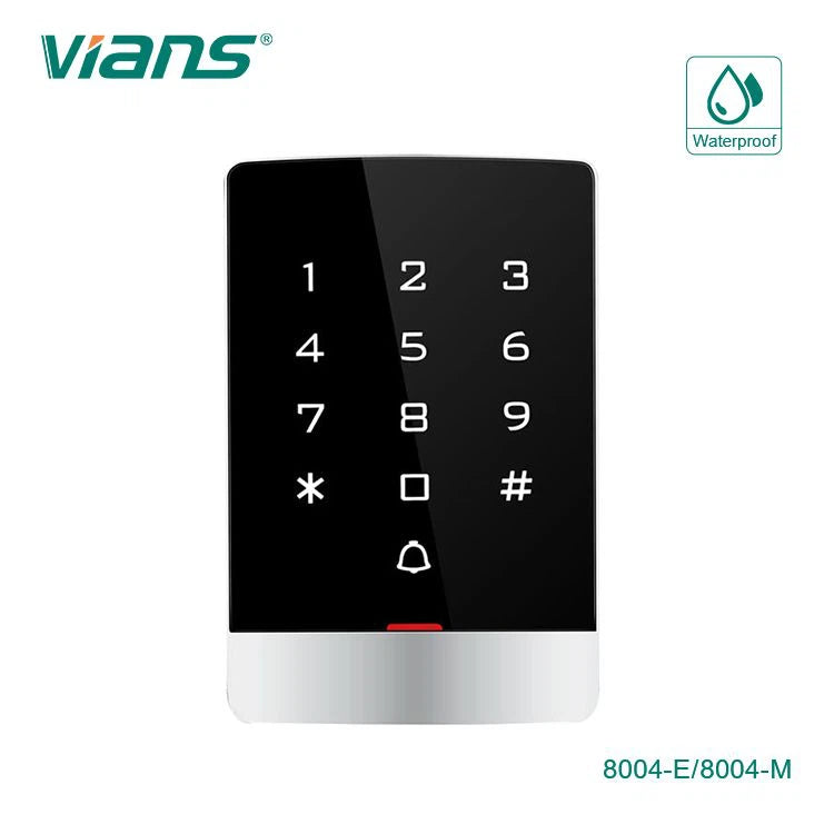 لوحة مفاتيح التحكم في الوصول Vians TK-8004-E/M - بطاقة EM/MF، IP65، 125 كيلو هرتز/13.56 ميجا هرتز، 2000 مستخدم