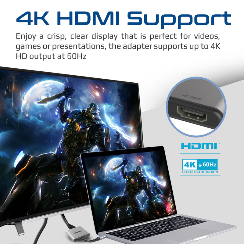 Promate 4K 60Hz High Definition USB-C to Dual HDMI Adapter MediaLink-H2