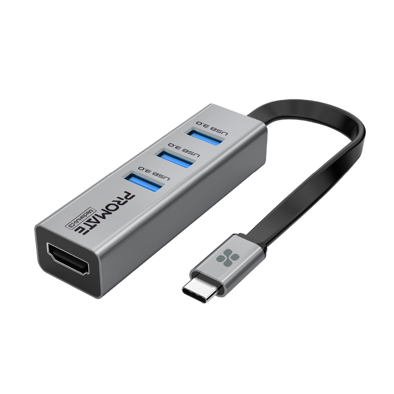 محول HDMI MediaHub-C3 USB-C Hub من بروميت مع 3 منافذ USB 3.0 وشحن مزامنة 5 جيجابت في الثانية ومنفذ HDMI 4K 30 هرتز
