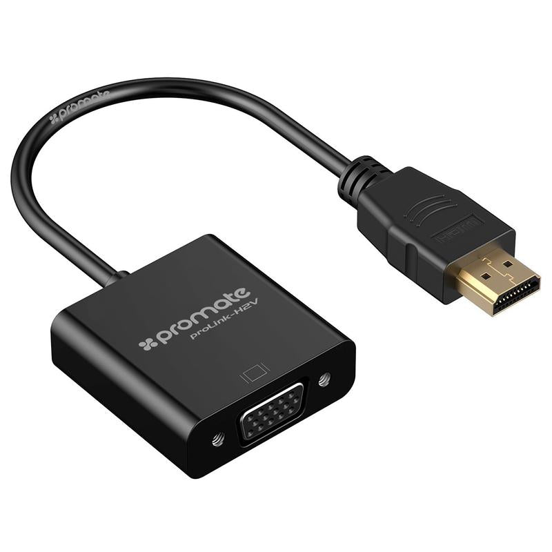 Promate ProLink-H2V HDMI to VGA Adaptor Kit – Full HD 1080p, Plug & Play, No External Power