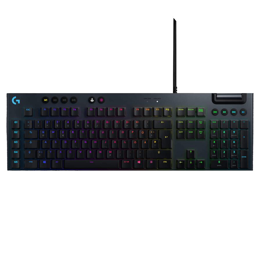 Logitech G815 LIGHTSYNC RGB Mechanical Gaming Keyboard – Low-Profile GL Switches, 5 G-Keys, USB Passthrough, Aluminum Frame