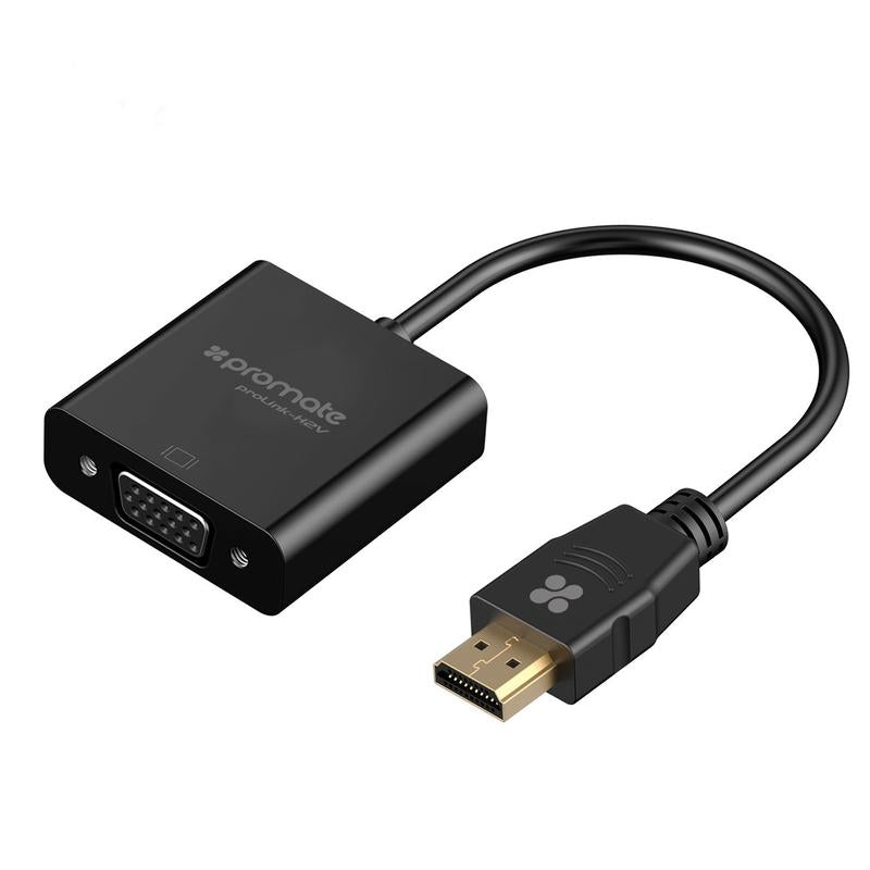 Promate ProLink-H2V HDMI to VGA Adaptor Kit – Full HD 1080p, Plug & Play, No External Power