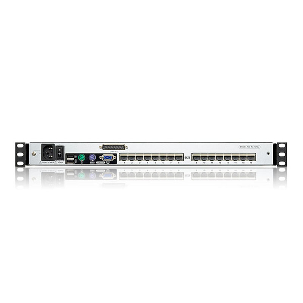 أتين 16 منفذ 17 بوصة. CAT5 ثنائي السكك الحديدية LCD KVM التبديل مع محول
