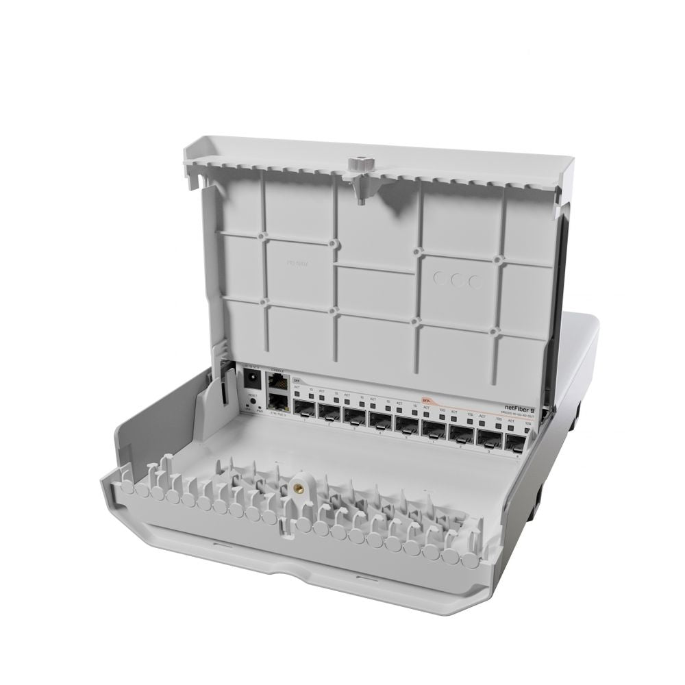 MikroTik netFiber 9 Outdoor Switch | 5x SFP | 4x SFP+ 10G | 1x Gigabit Ethernet | PoE-in | Rugged Case | RouterOS L5