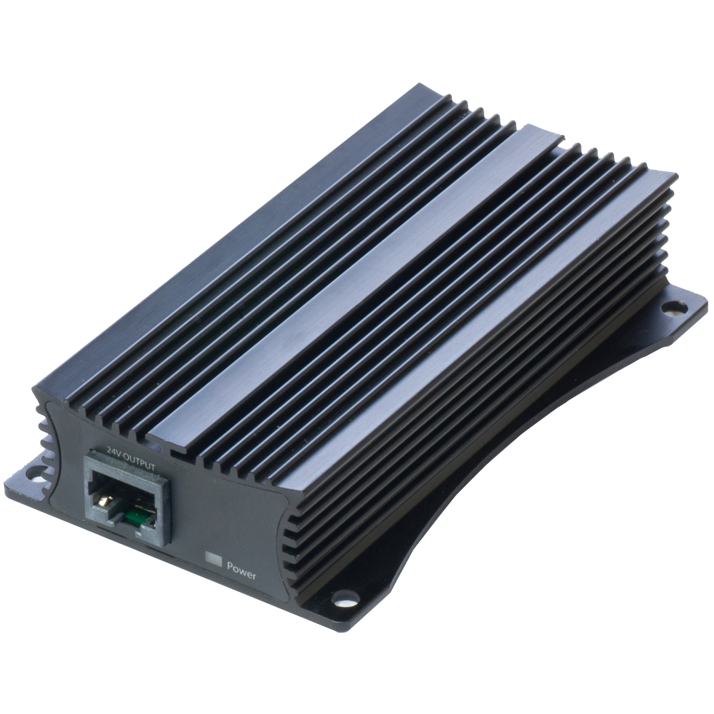 MikroTik RBGPOE-CON-HP 48V to 24V PoE Converter, 802.3af/at and Passive PoE Support, 10/100/1000Mbps, 24W Output, Rugged Metal Case