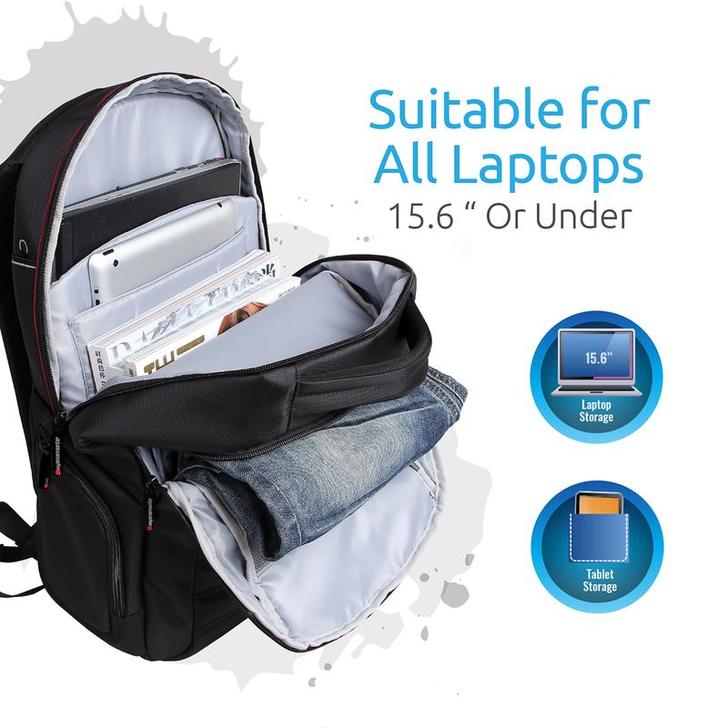 Promate Rebel-BP Heavy-Duty Laptop Backpack – Mesh-Padded Comfort, Spacious Storage, Water-Resistant, Fits Up to 15.6″