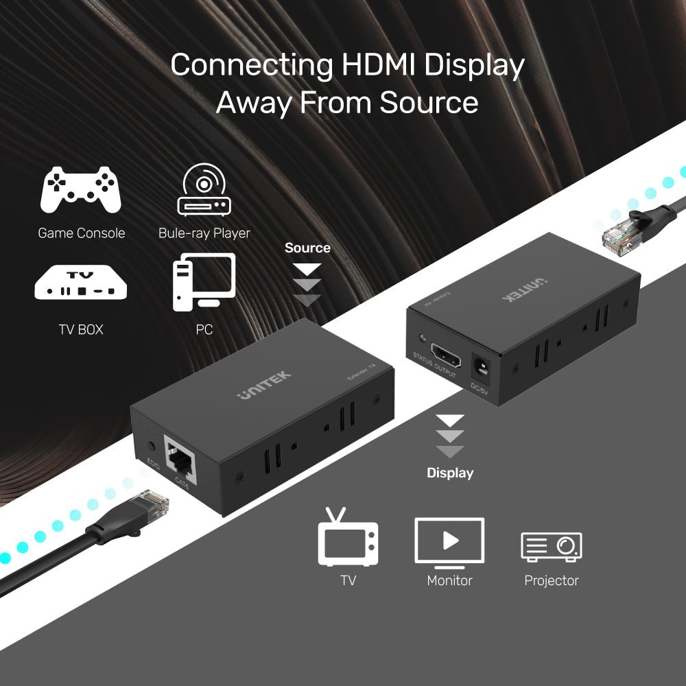 UNITEK HDMI Extender Over Ethernet (4K@30Hz)