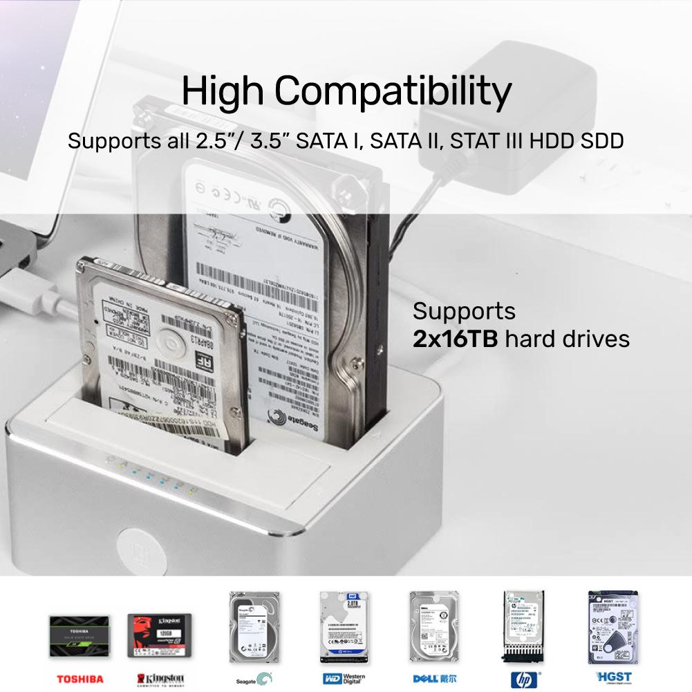 UNITEK USB 3.0 to SATA III Dual Bay HDD/ SSD Docking Station with UASP & Offline Clone