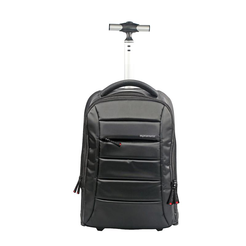 Promate BizPak-TR Heavy-Duty Trolley Laptop Bag – Up to 15.6" Laptop, Water-Resistant, Convertible Backpack, High-Volume Storage