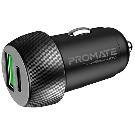 Promate 20W PD USB-C + QC 3.0 USB-A Car Charger DriverGear-20
