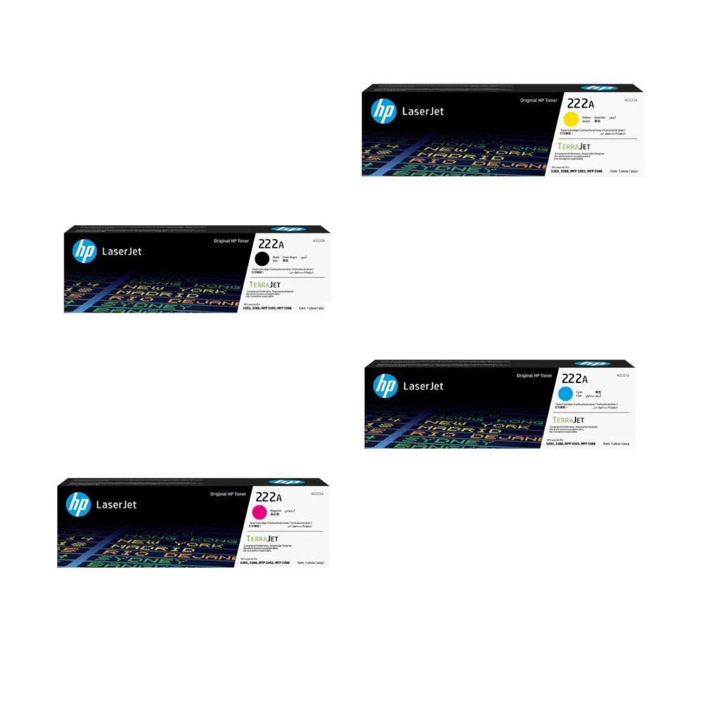 HP Original LaserJet 222A Toner Cartridge – High Yield Print Cartridge Compatible with Select HP LaserJet Printers, Sold as a Set of Four Colors (Black, Cyan, Magenta, Yellow)