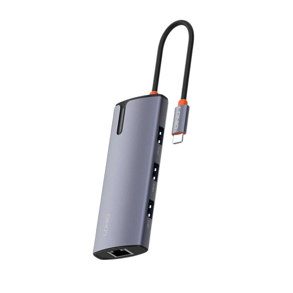 محطة إرساء LDNIO DS-16U متعددة المنافذ 6 في 1 USB-C – 100 واط باور دليفري، 4× USB 3.0، إيثرنت RJ45 وقارئ بطاقات SD/TF – محور تايب-سي متعدد المنافذ للابتوب وماك بوك