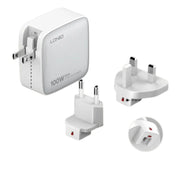 LDNIO Q408 100W GaN Super Fast Charger, 4‑Port USB (3×USB‑C + 1×USB‑A), PD & QC Fast Charge, Replaceable US/EU/UK Plugs, Compact Wall Adapter