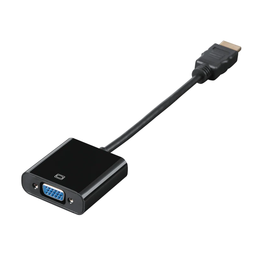 Hama 00054569 HDMI to VGA & Audio Converter , Full HD 1080p , 3.5mm Audio Output , Gold-Plated Connector , HDMI Male to VGA Female Adapter – Black