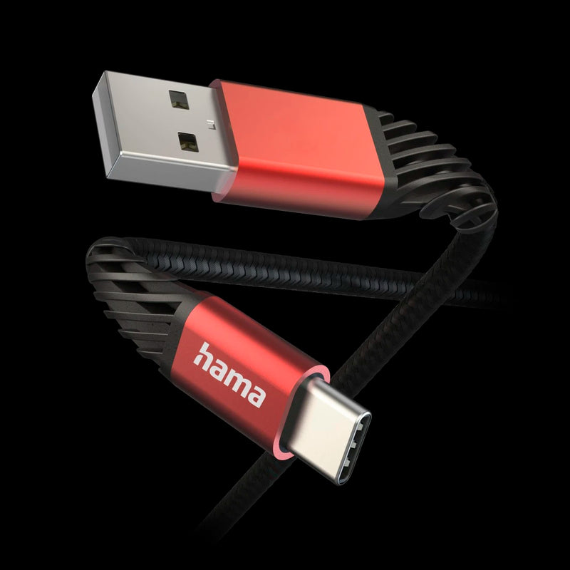 Hama "Extreme" Charging Cable, USB-A - USB-C, 1.5 m, Nylon, black/red