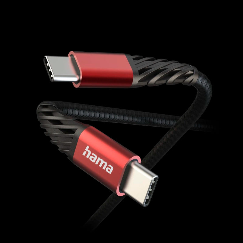 Hama "Extreme" Charging Cable, USB-C - USB-C, 1.5 m, Nylon, black/red