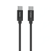 كابل Hama USB-C 2.0 مضفر من القماش - بطول 1.5 متر، شحن سريع ومزامنة بيانات بقوة 100 واط، كابل USB-C إلى USB-C مضفر من النايلون للهاتف الذكي والكمبيوتر اللوحي والكمبيوتر المحمول