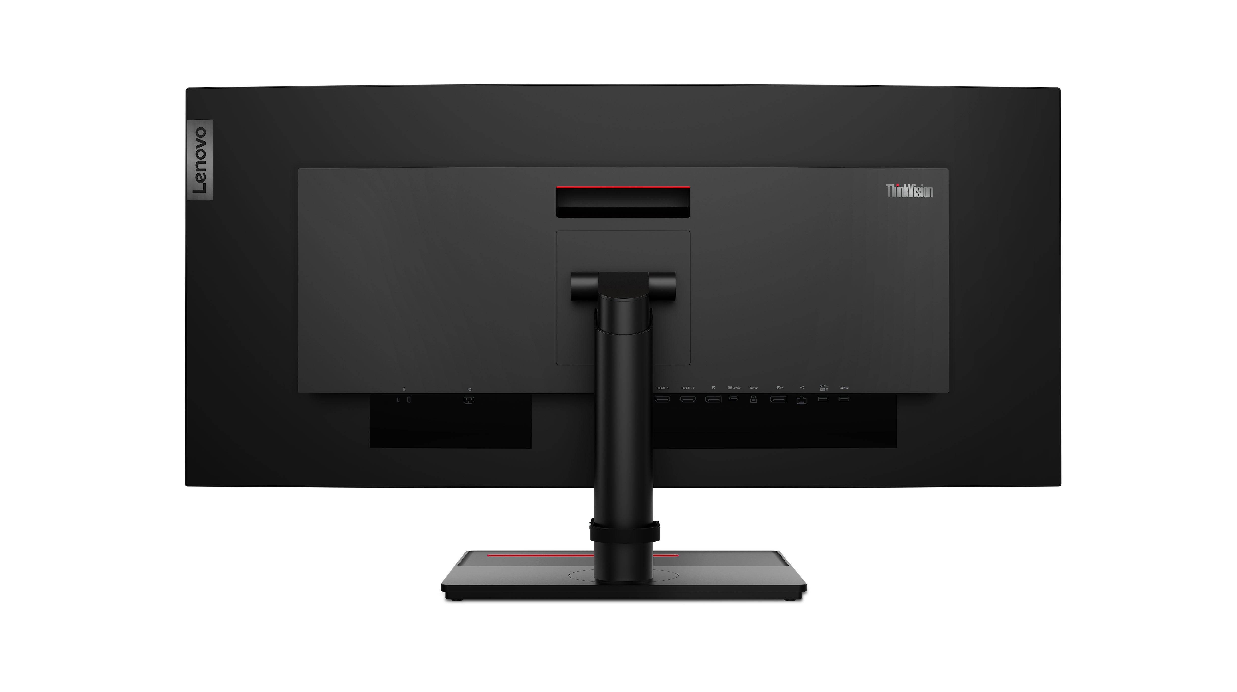 شاشة Lenovo ThinkVision P34w‑20 منحنية مقاس 34.1 بوصة بدقة WQHD IPS ودقة 3440×1440، و99% من ألوان sRGB، ومنفذ USB-C 100 وات PD، وKVM، وHDR10، وزمن استجابة 4 مللي ثانية، وتردد 60 هرتز