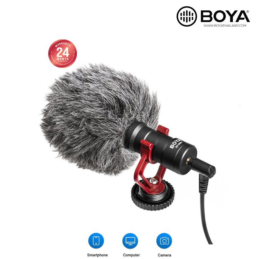 ميكروفون BOYA BY-BM3031 Super-Cardioid مثبت على الكاميرا - مكسب 3 مواضع، مرشح تردد عالي 80 هرتز، مقبس سماعة رأس، حامل للصدمات