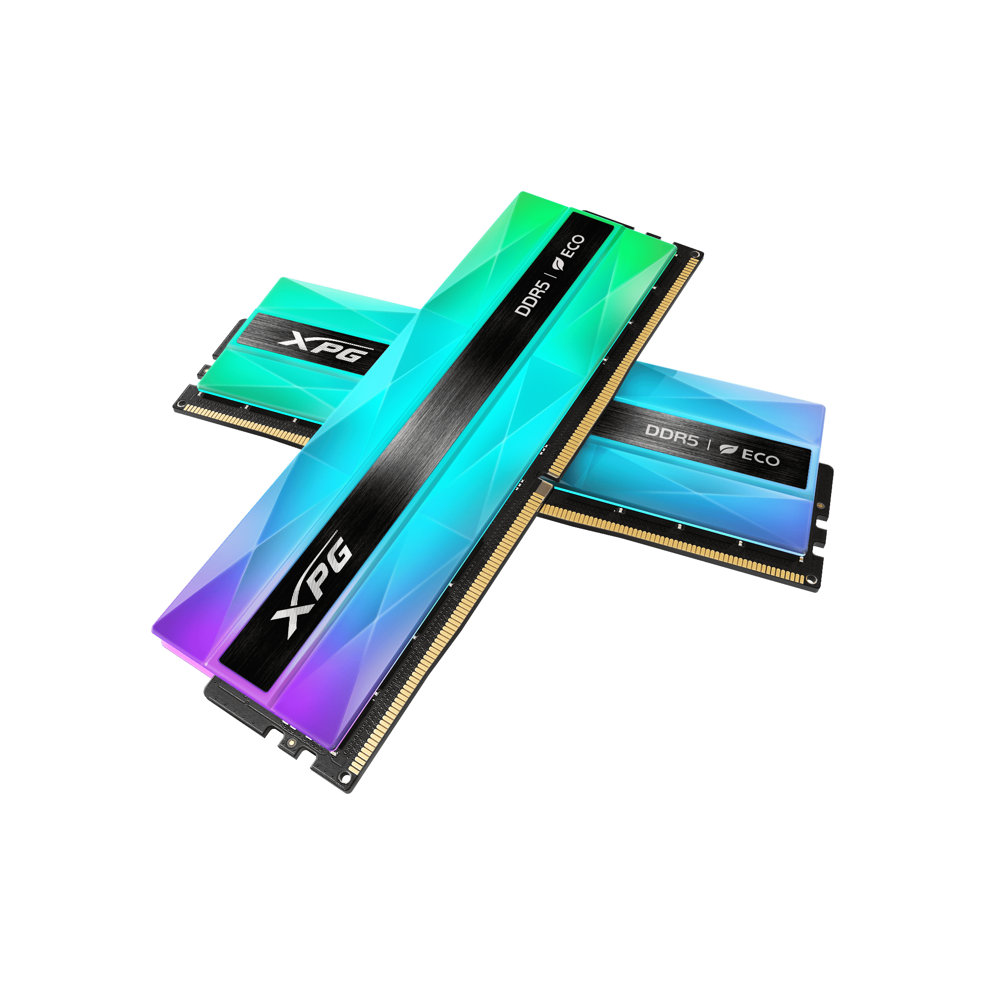 ذاكرة XPG LANCER NEON RGB DDR5 بتردد 6400 ميجاهرتز - ذاكرة DDR5 U-DIMM صديقة للبيئة، 60% RGB، 50% بلاستيك PCR، XMP 3.0 وEXPO، طاقة PMIC، تصحيح أخطاء ECC على الشريحة