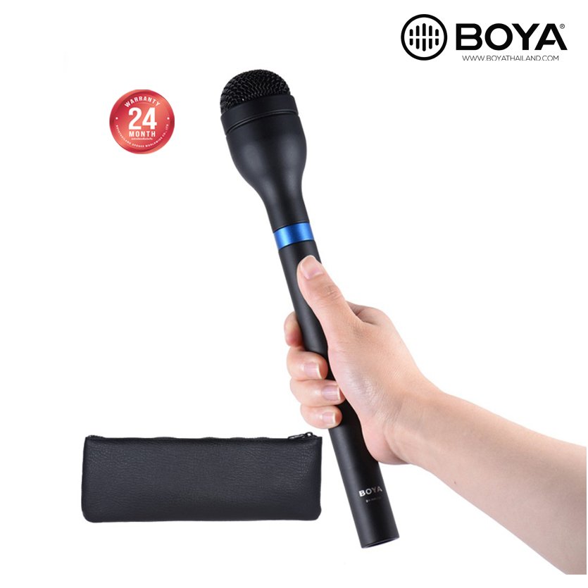 ميكروفون BOYA BY‑HM100 ديناميكي محمول باليد متعدد الاتجاهات بمقبض طويل مقاس 15.6 بوصة - XLR، 70-15 كيلو هرتز، هيكل من الألومنيوم المتين، مناسب للمقابلات والتسجيلات الصوتية