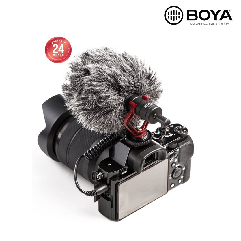ميكروفون BOYA BY-BM3031 Super-Cardioid مثبت على الكاميرا - مكسب 3 مواضع، مرشح تردد عالي 80 هرتز، مقبس سماعة رأس، حامل للصدمات