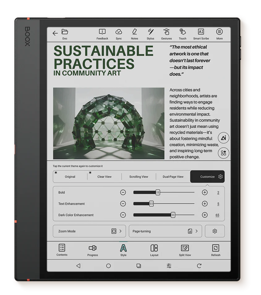 Boox Note Air5 C – Color E-Ink Tablet for Reading and Note-Taking - 10.3" Kaleido 3 Screen - 6GB RAM - 64GB Storage - Includes Pen3 Smart Stylus