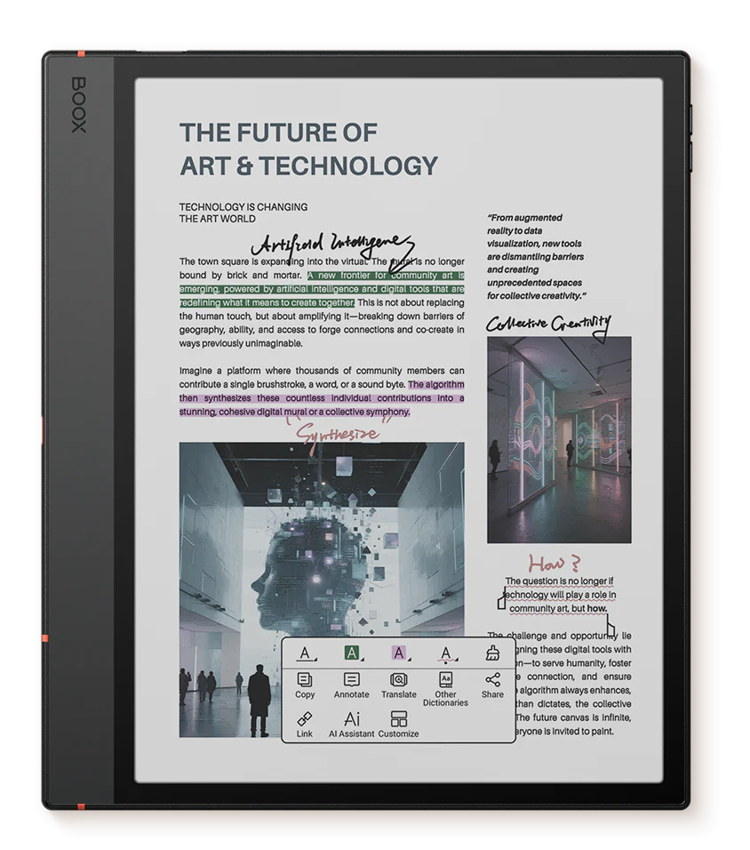 Boox Note Air5 C – Color E-Ink Tablet for Reading and Note-Taking - 10.3" Kaleido 3 Screen - 6GB RAM - 64GB Storage - Includes Pen3 Smart Stylus