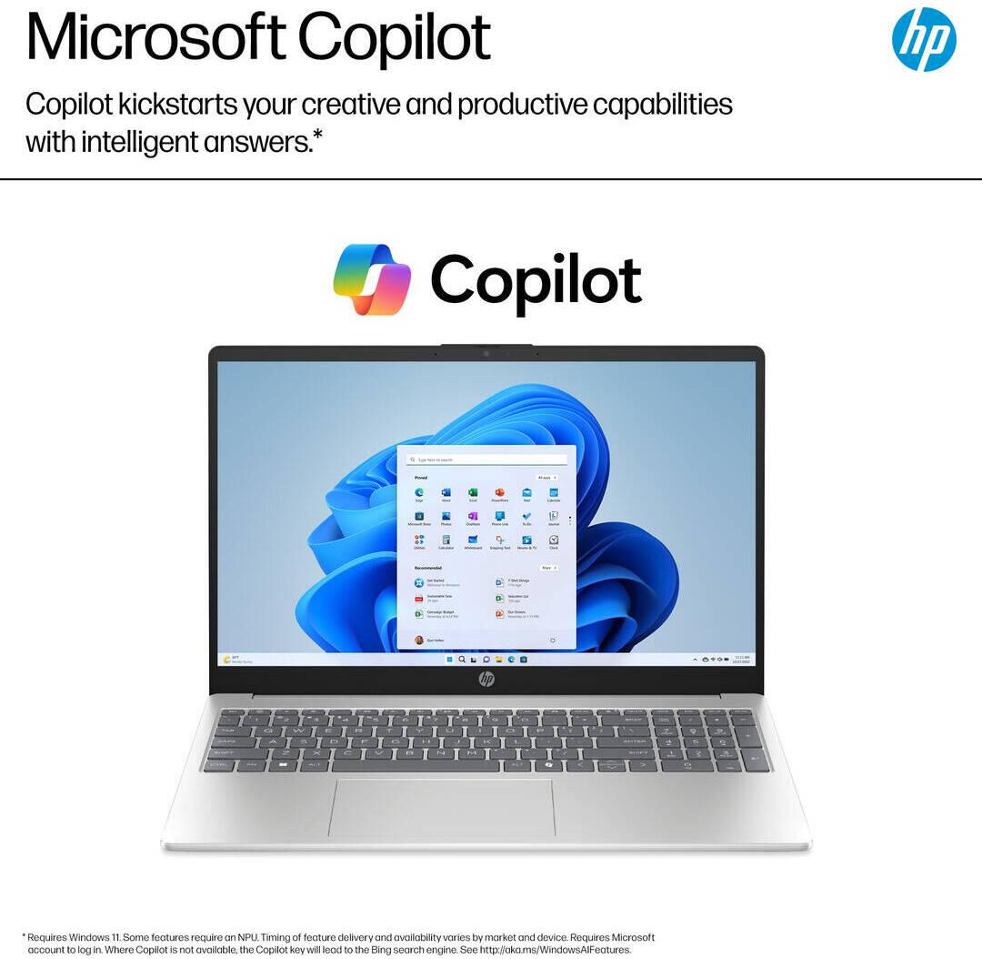 حاسوب محمول HP 15-fd0127dx - شاشة لمس 15.6 بوصة FHD 60 هرتز - معالج Intel Core i7 150U - ذاكرة عشوائية 16 جيجابايت - قرص صلب SSD بسعة 512 جيجابايت - بطاقة رسومات مشتركة - نظام تشغيل ويندوز 11