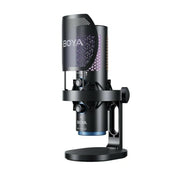 BOYA K5 Wireless USB Condenser Desktop Microphone , 48kHz/24-bit Audio , Cardioid Pickup | AI Noise Cancellation , RGB Lighting , Tap-to-Mute , Real-Time Monitoring , Wired & Wireless Connection – Black