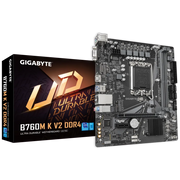 لوحة أم GIGABYTE B760M K V2 DDR4 Micro-ATX - مجموعة شرائح Intel B760، مقبس LGA1700، وحدتا ذاكرة DDR4 DIMM، PCIe 4.0، شبكة LAN GbE، تقنية Smart Fan 6