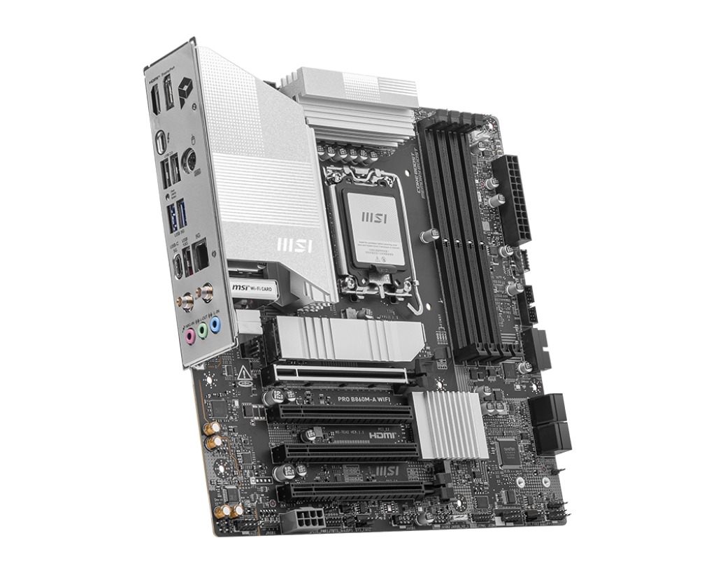 لوحة أم MSI PRO B860M‑A WIFI mATX - Intel B860، LGA 1851، DDR5‑8600 OC، PCIe 5.0، M.2 Gen5، Wi‑Fi 7، 5 Gb LAN، Thunderbolt 4