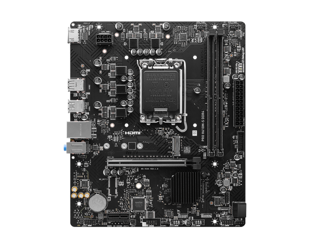 MSI PRO H610M‑S DDR4 Micro‑ATX Motherboard – Intel H610, LGA 1700, DDR4‑3200, PCIe 4.0 x16, Gen3 M.2, HDMI 4K, Realtek 1 Gb LAN, ALC897 Audio