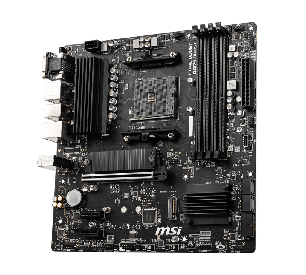 MSI B550M PRO-VDH Micro-ATX Motherboard – AM4, DDR4‑4400+ OC, PCIe 4.0 x16, 2× M.2 (64 Gbps), 1 GbE LAN, USB 3.2 Gen 1, HDMI, DisplayPort